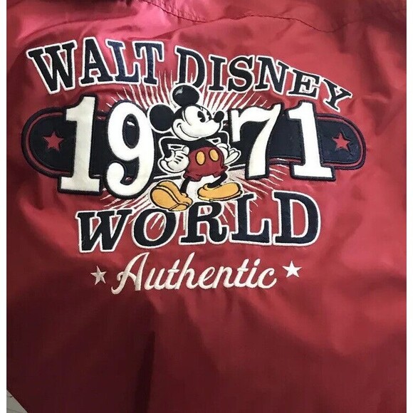Walt Disney World‎ Parks  M Hooded Windbreaker Rain Jacket Coat RED GRAY 1971 - Picture 3 of 8